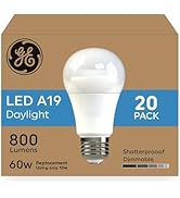GE LED Light Bulbs, 60 Watt, Daylight, A19 (20 Pack)