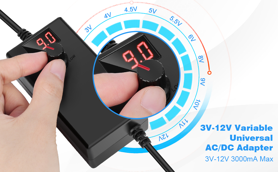 3V 5V 9V 12V Variable Universal AC/DC Adapter
