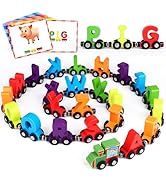 Helsort 27 PCS Magnetic Wooden Alphabet Train Set, ABC Learning Toy with 42 Flash Cards, 1 Engine...