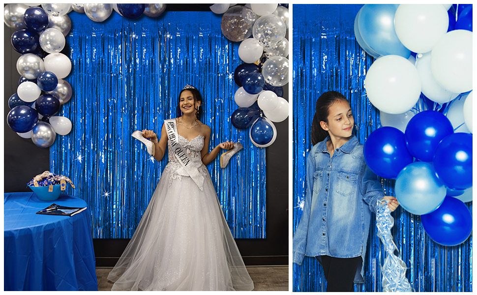 blue tinsel backdrop birthday party decorations tinsel curtain party streamers backdrop foil fringe
