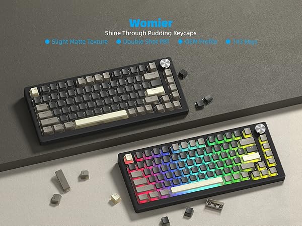 Pudding Keycaps, PBT Shine Through Keycaps Custom Key caps Set