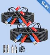 ANLINK 2 Pack 16.4FT/5M All-in-One Video Power Cable, Premade BNC Video Power Cable Extension Wir...