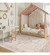 Rugxara 4x6 Washable Area Rug for Living Room &amp; Bedroom, Soft Pink Rugs for Girls Women, Non Slip...
