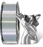 MIKA3D 1.75mm Silk Metallic Silver Shiny PLA 3D Printing Filament, 1KG 2.2Lbs 3D Printing Materia...
