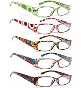 5 Pack Spring Hinge Reading Glasses Rectangular Fashion Quality Readers for Men and Women