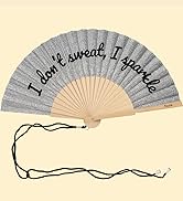 folding fan with “I Don’t Sweat” message. Modern and colorful wooden folding fa...