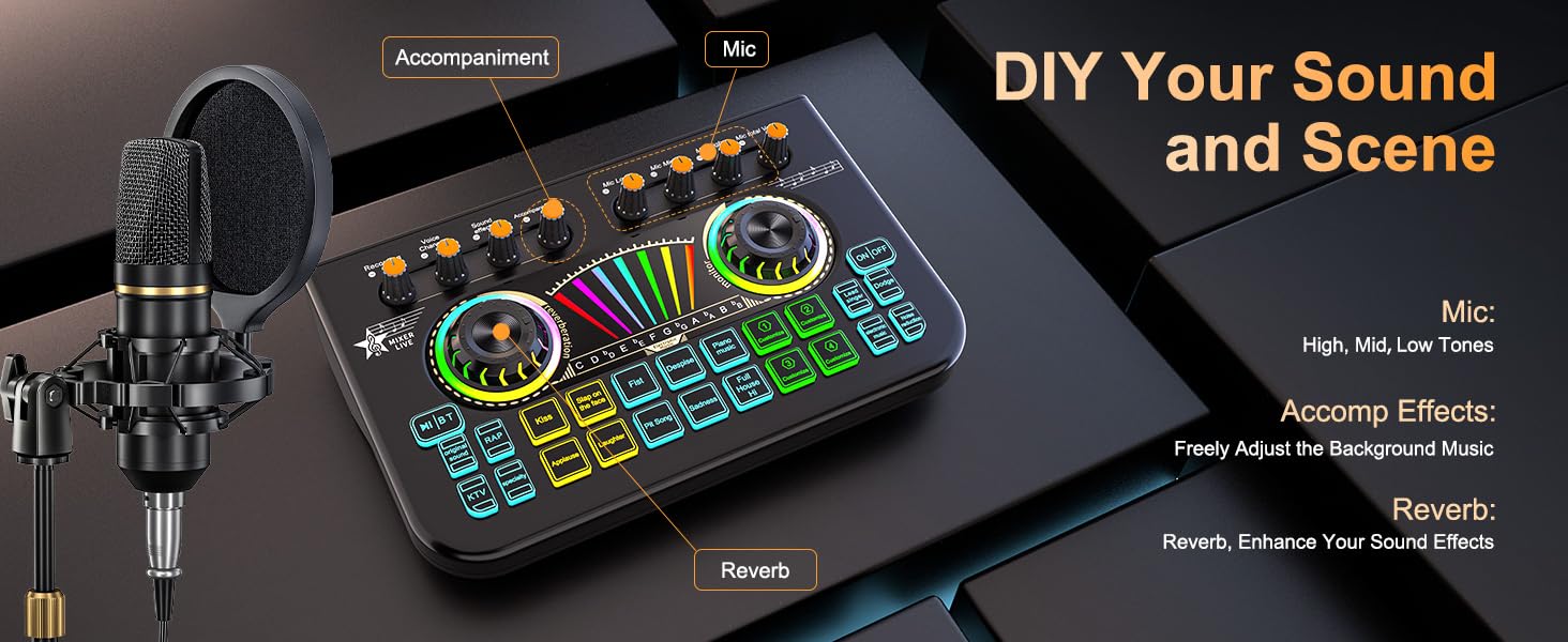 pod cast equipment kit live streaming equipment sound board audio mixer live sound card