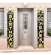 60th Birthday Party Banner Decorations Cheers to 60 Years Banner 60th Party Supplies Black Gold W...