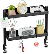 OUKMIC 2-Tier Clamp On Desk Shelf, 17 inch Adjustable Desk Organizer with Hooks, Heavy Duty Desk ...