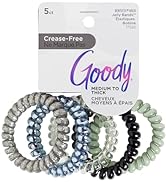 Goody Blue Trend Hair Coils - 5 Count - Dentless Jelly Bands Ponytailers for Women, Teens &amp; Girls...