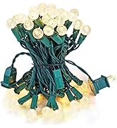 BOHON Christmas Lights Outdoor Faceted G15 50 LED 17ft Plug in Mini Globe String Lights Waterproo...
