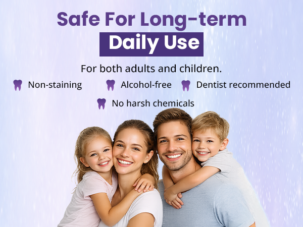 Alcohol-free oral irrigant concentrate for daily family use with non-staining formula