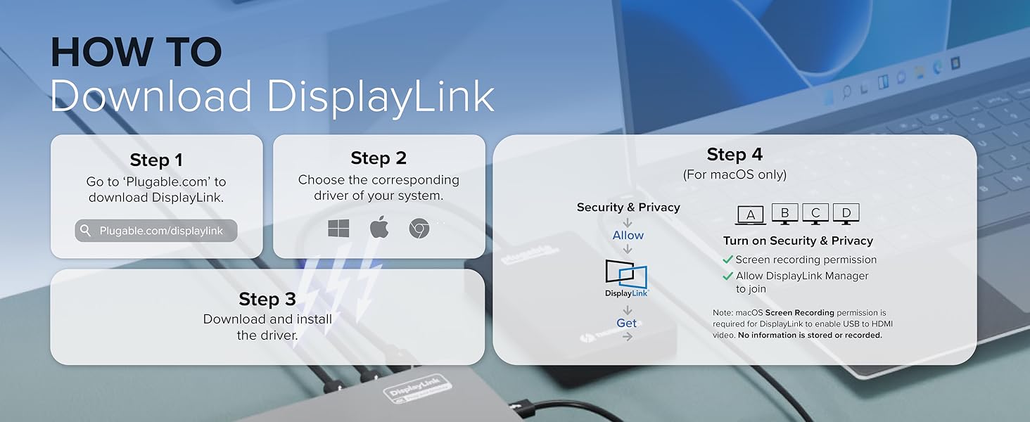 Steps to install DisplayLink for the display port docking station