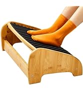 HUANUO Bamboo Under Desk Footrest, Ergonomic Foot Rest with 4 Height Options &amp; Adjustable Angles,...