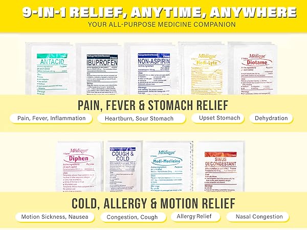Pain Fever Stomach Cold Allergy Motion Sickness