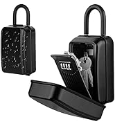 TEUEN Key Lock Box for Outside &amp; Door Handle, Sturdy Waterproof Portable Lock Box for House Key, ...