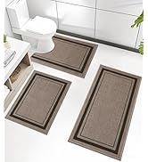 Chakme Bathroom Rug Sets 3 Piece, Ultra Thin Bath Mat Quick Dry, Absorbent, Non Slip, Machine Was...