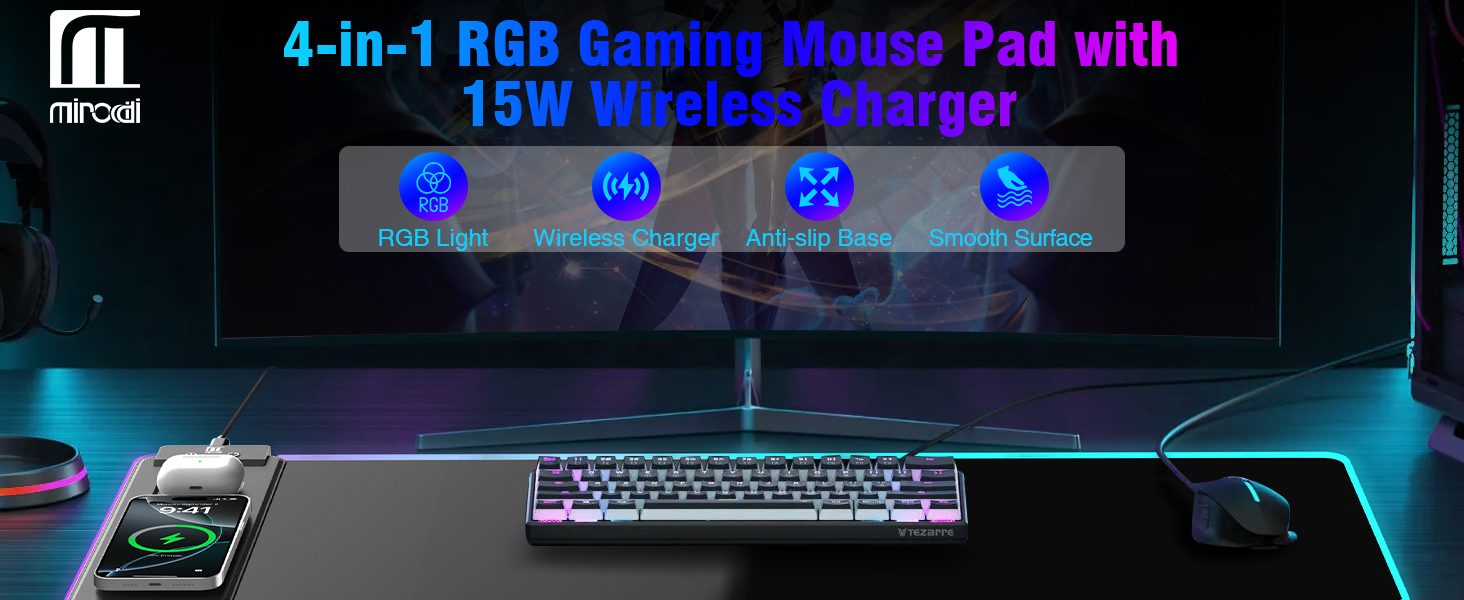 RGB Gaming Mouse Pad Wireless Charging