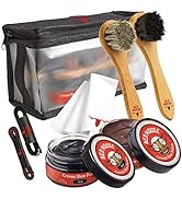 Full Leather Shoe Polish Kit – 2x Brush, Buffing Cloth, Travel Case, Laces - Red Moose