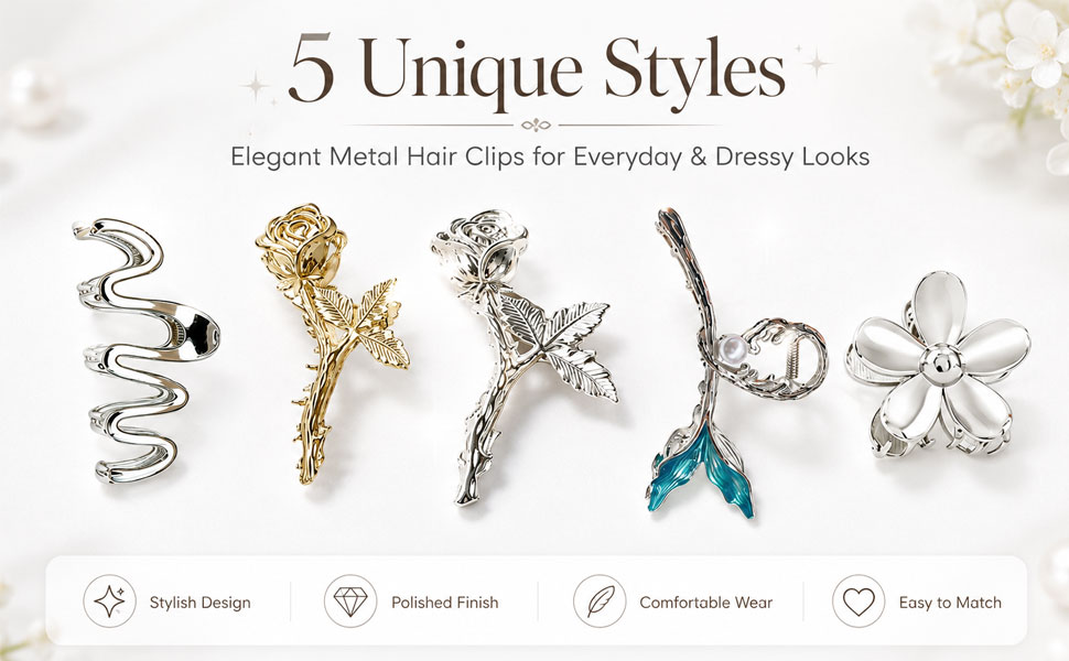 Silver Wavy Hair Claw Clips