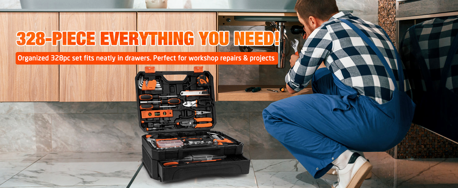 328 pcs Home Tool Set