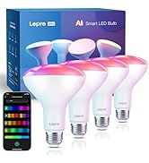 Lepro BR2 AI LED Smart Bulbs - AI Generated Lighting, LightGPM 4 with LLM, LightBeats Music Sync,...