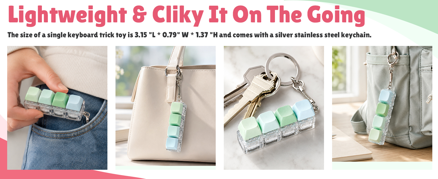 portable, lightweight and clicky this keyboard fidget keychain on the going
