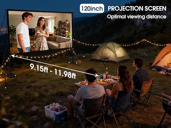 120 inch Projector screen with stand for Home Theater and Backyard Movie Night