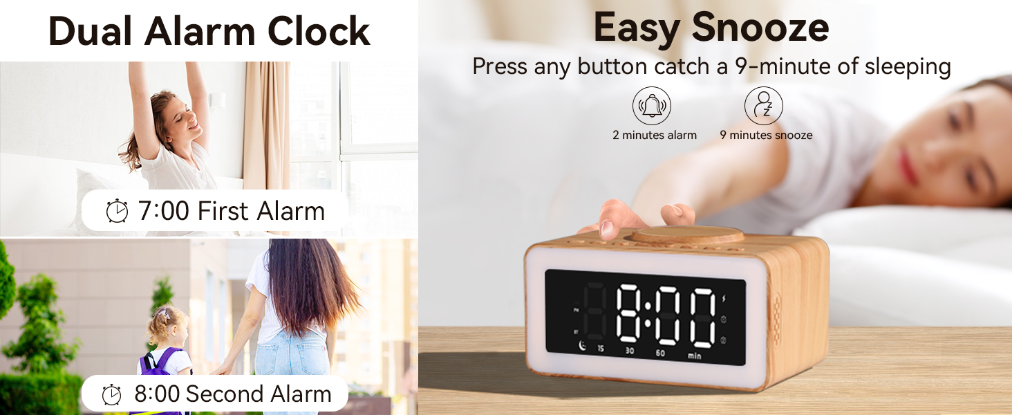 alarm clock digital hatch bluetooth for bedroom smart clocks aesthetic wireless charging speaker