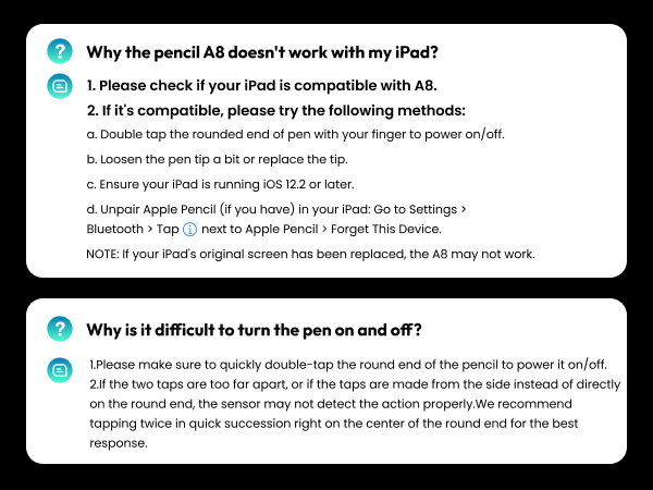 FAQs for pencil A8