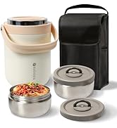 Pawovdeq Adults Lunch Thermos for Hot Food with Inserts Stackable Bento Box, Stainless Steel Vacu...