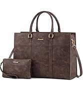LOVEVOOK Laptop Bag for Women, 15.6 Inch Laptop Tote Bag, Vintage Leather Work Bags for Women, Wa...