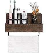 Dahey Wall Mounted Toothbrush Holder Wooden Electric Toothbrush Organizer Multifunctional Stand T...