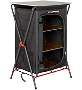 Lippert Sand Outdoor Folding Camping Pantry with Three Storage Shelves, 600D Polyester Fabric, Po...