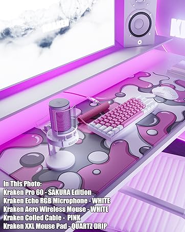 white and pink sakura 60% Mechanical Gaming Keyboard Mouse Pad Mousepad