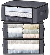 HomeHacks Storage 3-Pack Clothes Organizer Storage Bags Foldable Storage Box with Large Clear Win...