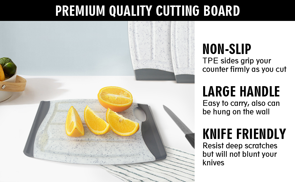 NON-SLIP, PREMIUM QUALITY, KNIFE FRIENDLY, EASY GRIP