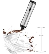 QTDHG Rechargeable Milk Frother with Stand, Electric Frother Wand Handheld Coffee Foam Maker Deta...