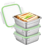 Alphatool 3pcs 24oz Stainless Steel Sandwich Containers for Kids - Food-Grade &amp; Reusable Metal Sa...