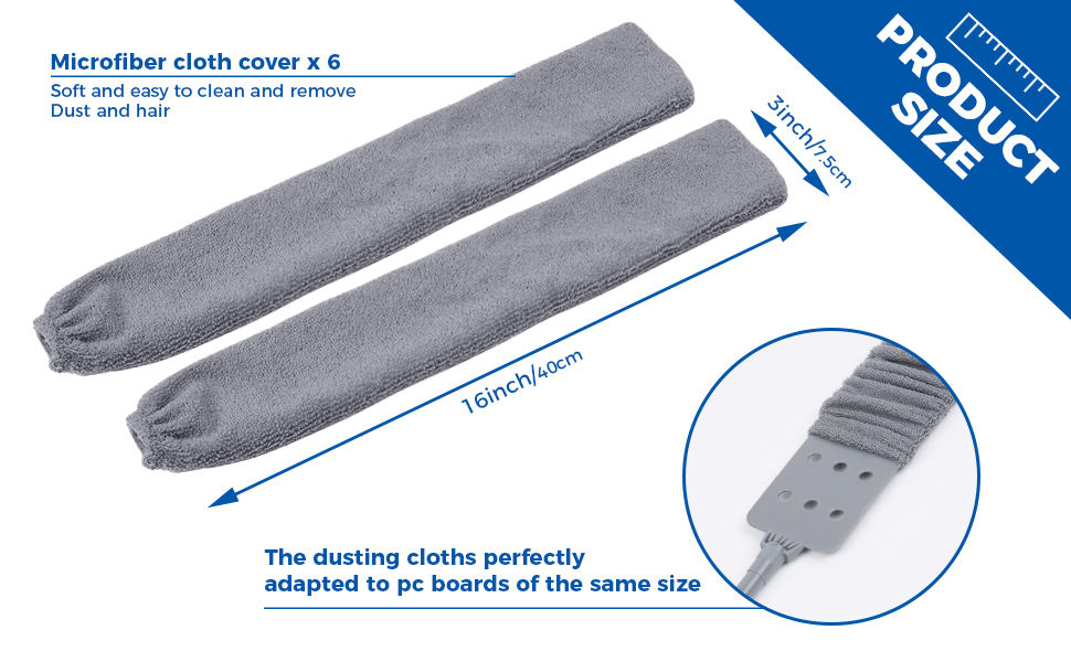 6pcs Dusters Replacement Cloth for Cleaning Removable Gap Dusting Cloths Reusable Microfiber Cloth