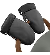 Baby Uma Universal Stroller Gloves - Water-Resistant &amp; Supersoft Fleece-Lined Faux-Leather Handmu...