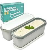 SveBake Ice Cream Storage Containers with Lids 2 PACK - 1.5 Quarts Homemade Ice Cream Tubs, Freez...