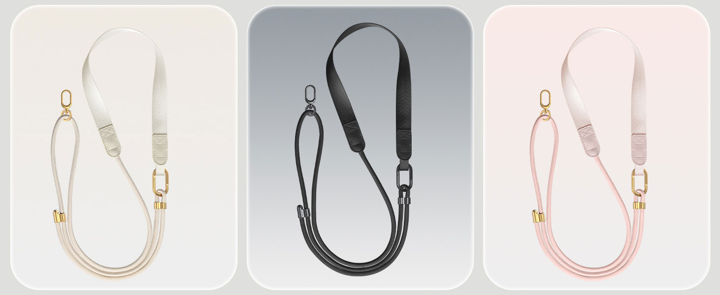Three identical leash/harness products shown in different colors: beige, black, and pink, displayed side by side against white background.