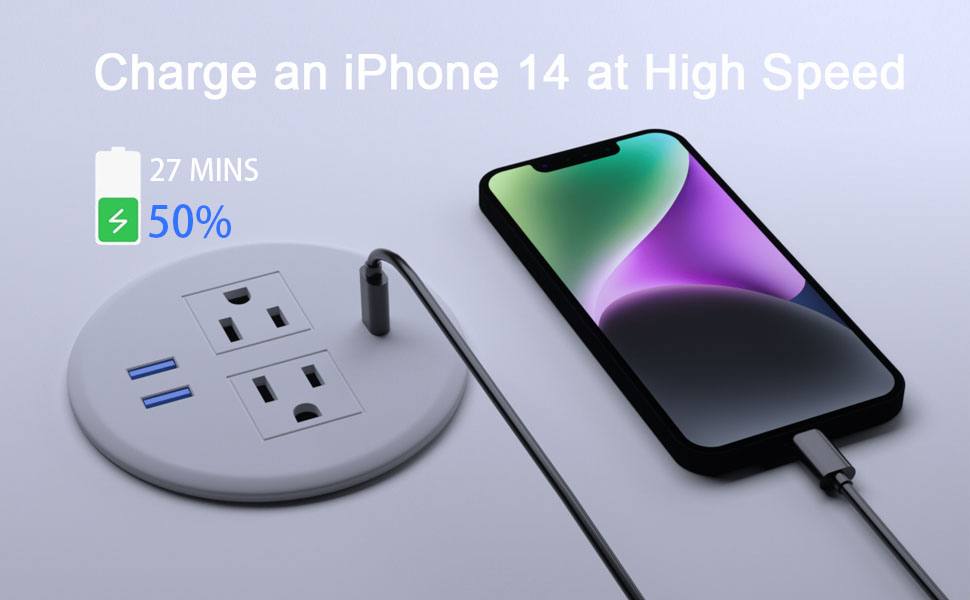 Recessed Power Grommet USB C Fast Charging