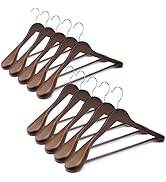 Uinicor Wooden Coat Hangers - Wide Shoulder Hangers with Non Slip Pants Holder, Heavy Duty, for M...
