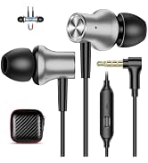 YUUOUUY 3.5mm Jack Wired Earbud in-Ear Right Angle Headphone with Mic Grey | Magnetic Wire Headph...