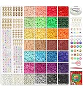 YMSDZHL 7200pcs Clay Bead for Bracelet Making Kit, 30 Colors Spacer Heishi Beads Flat Round Polym...