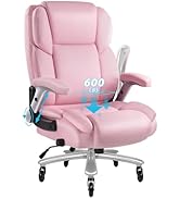 Big and Tall Office Chair 600lbs, Heavy Duty Executive Office Chair for Heavy People, Pink High B...