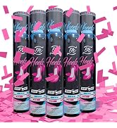 Gender Reveal Pink Confetti Cannon [5 Pack] - Gender Reveal Baby Girl Party Supplies, Biodegradab...