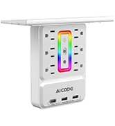 Socket Outlet Shelf AICODE Surge Protector with 6 Nightlight Wall Outlet Extender 6 Outlet with 3...